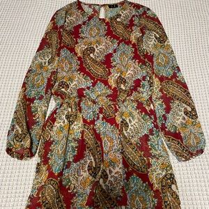 Paisley Print Long Sleeve Romper